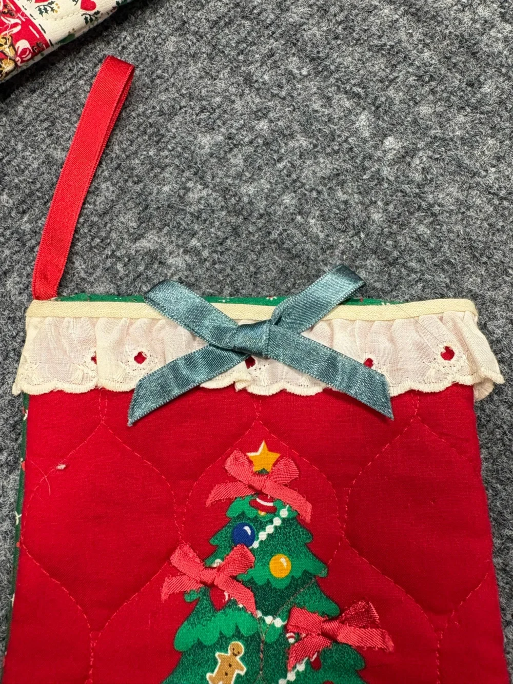 Vintage Hand Quilted Christmas Stockings Rustic Country